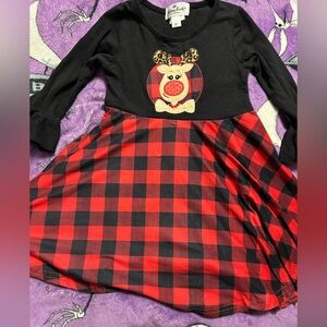 Black and Red Plaid Kids Dress